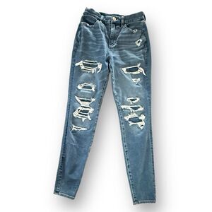 American Eagle The Dream Jean Curvy Hi-Rise Jegging Destroyed Women's size 4
